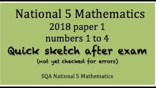 2018 SQA Nat 5 Mathematics paper 1 Nos 1 to 4 [upl. by Johnna]