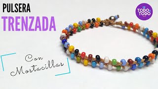 💜Pulsera de hilo TRENZADA con MOSTACILLAS fácil [upl. by Repard]