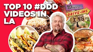 Top 10 DDD Videos in Los Angeles with Guy Fieri  Diners DriveIns and Dives  Food Network [upl. by Ymmas]