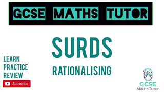 Surds Part 5 Rationalising the Denominator 1  10 Minute Maths Series  GCSE Maths Tutor [upl. by Liartnod]