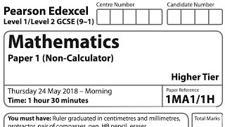 GCSE Higher Edexcel  May 2018 Paper 1 noncalculator walkthrough [upl. by Meekah]