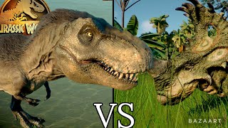 T rex vs Sinoceratops Jurassic World Evolution 2 Dominion DlcPS54K [upl. by Ayian]