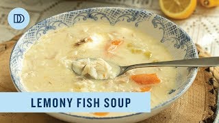 GreekStye Lemony Fish Soup Psarosoupa [upl. by Flossie]