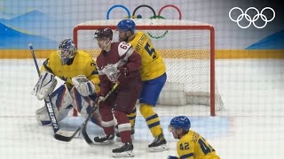 Mens Ice Hockey Beijing 2022  Sweden v Latvia highlights [upl. by Uhn]