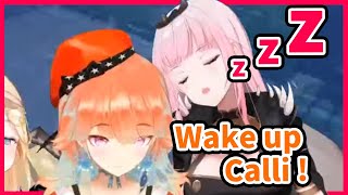 Calli fell asleep during a Collab stream【 Mori Calliope  HololiveEN 】 [upl. by Albie]