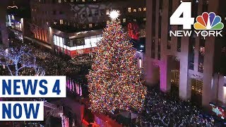 Rockefeller Center Christmas Tree Lights Up for the Holidays  News 4 Now [upl. by Dreher]