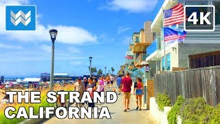 4K THE STRAND Walking Tour  Hermosa Beach to Manhattan Beach in South Bay California USA [upl. by Sugirdor]