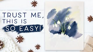 Easy Watercolour Snowdrops In The Snow [upl. by Atkinson]