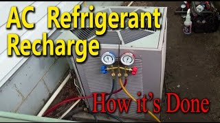 Central Air Conditioner Freon Recharge  How its Done [upl. by Sholem]