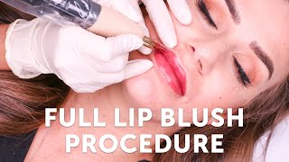 Full Lip Blush Procedure  Tina Davies Professional I 💋 INK [upl. by Wina]