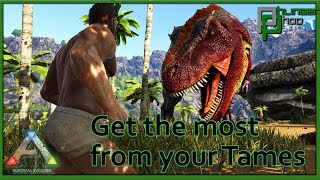 Ark Basics  Taming Effectiveness  Guide to tame higher level Dinosaurs [upl. by Nhabois]