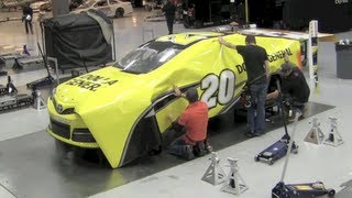 How NASCAR race cars get their color  Matt Kenseths Dollar General Toyota Camry wrap [upl. by Riedel]