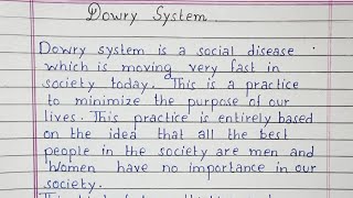 Write a short essay on Dowry System  Essay  English [upl. by Yelknirb]