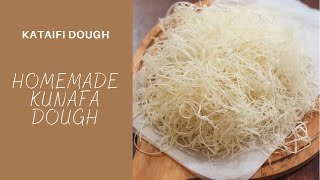 How To Make Kunafa Dough Homemade Kataifi Pastry  Shredded Phyllo Dough [upl. by Usanis908]