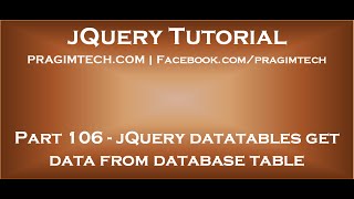 jQuery datatables get data from database table [upl. by Einnim374]