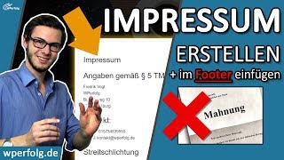 ᐅ Impressum erstellen amp ABMAHNUNG vermeiden ✅ Für WordPress Blog ✅ Impressum im FOOTER einfügen [upl. by Kuo782]