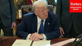 NEW Trump Signs Multiple Executive Orders While Taking Questions From Reporters [upl. by Barncard697]