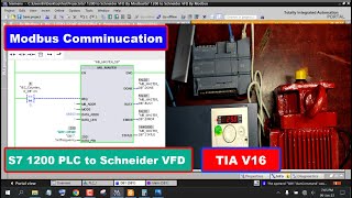 Siemens S7 1200 PLC to Schneider VFD Modbus communication [upl. by Ahtilat]