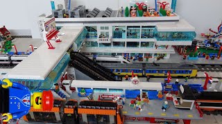 Huge Lego train station MOC of 25000 bricks with Lego monorail and bus platforms [upl. by Naitsirk]