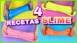 4 RECETAS PARA HACER SLIME  SLIME FÁCIL Y SIN BÓRAX  NatyGloss [upl. by Ahael]