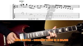 Country Licks In G Major GUITAR LESSON with TAB [upl. by Gulick]