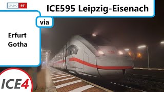 FührerstandsmitfahrtCabride LeipzigEisenach ICE 595 ICE4 II BR412 [upl. by Morlee]