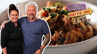 Guy Fieri Stops By Antonia Lofasos Restaurant in LA  Diners DriveIns and Dives  Food Network [upl. by Nudd623]