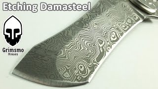 KMT 106  Etching Damasteel knife blades with muriatic acid [upl. by Devin]