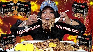 Jajangmyeon 5PK Black Bean Noodle Challenge [upl. by Nwahsor61]