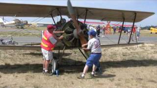 Le Rhone Rotary Engine Startup on 1917 ThomasMorse Scout [upl. by Eyma]