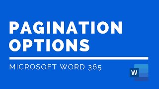 Word Tutorial Pagination Options [upl. by Eade970]