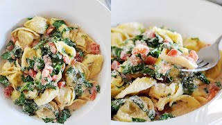 Creamy Spinach Tortellini  20 Minute Skillet Meal [upl. by Adnola]