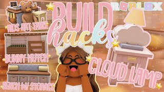 CUTE Bloxburg Build Hacks for YOUR HOME Kids Art TABLE BUNNY Hutch Bench amp CLOUD Lamp Roblox [upl. by Toma]