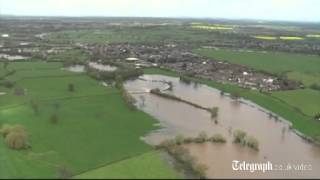 Flooding in Tewkesbury Gloucestershire seen from the air [upl. by Alfonzo339]