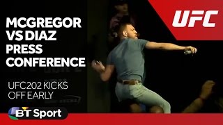 McGregor vs Diaz UFC 202 Press Conference goes off [upl. by Ahgiela705]