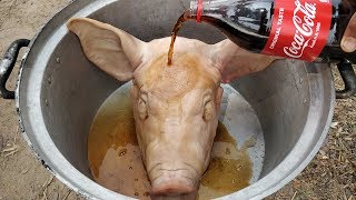 Roasted Pig Head with Palm Sugar  Pigs Head Cooking Recipe [upl. by Dorison782]