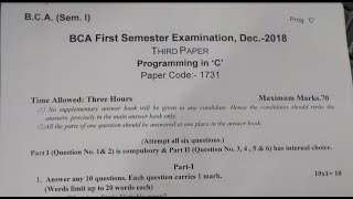 Bca 1st semester C Language Questions paper Examination 2022 ।। [upl. by Finer938]