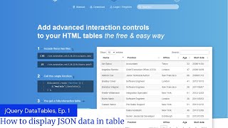 jQuery DataTables AJAX JSON example [upl. by Warner123]