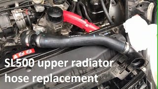 2004 Mercedes SL500 R230 Upper radiator hose connector leak [upl. by Nnod439]