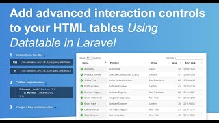 How to setup Jquery Datatable in to Laravel  Laravel Datatable [upl. by Yendirb]