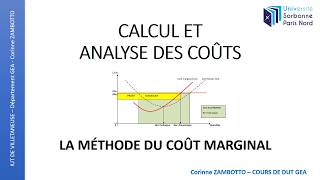 COURS CALCUL DE COÛTS  La méthode du coût marginal [upl. by Nyleve]