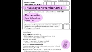 EDEXCEL GCSE Maths November 2018 Paper 2 Higher Calculator 2H [upl. by Grae]