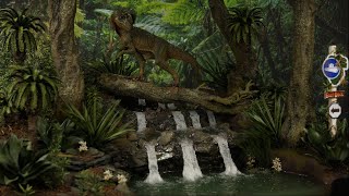 Jurassic Dilophosaurus Waterfall Diorama  Realistic Jungle Waterfall Scenery [upl. by Yllas]