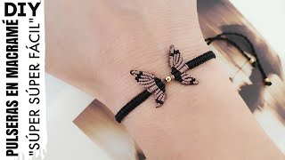 DIY COMO HACER PULSERAS FÁCIL Y RÁPIDO  PULSERA MARIPOSA DE HILO EN MACRAMÉ [upl. by Amol]