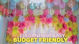 Birthday Decoration Ideas at Home  LOW COST Floral Backdrop using Paper Flowers [upl. by Laughlin]