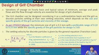 Lecture 25 Wastewater Treatment Units Grit Removal and Equalization [upl. by Darlene]