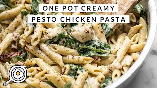 One Pot Creamy Pesto Chicken Pasta [upl. by Carolynne443]