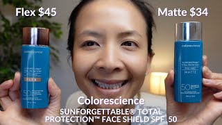 Best Tinted Mineral Sunscreens  Colorescience Face Shield Flex Vs Matte SPF 50 Sunscreens [upl. by Acinnad]