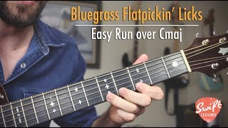 Easy Bluegrass Flatpicking Guitar Licks in Cmaj [upl. by Notsruht]