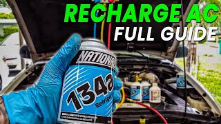 How To Add or Recharge CarTruck Freon  Make Your AC Blow Cold  FULL GUIDE [upl. by Krystalle348]